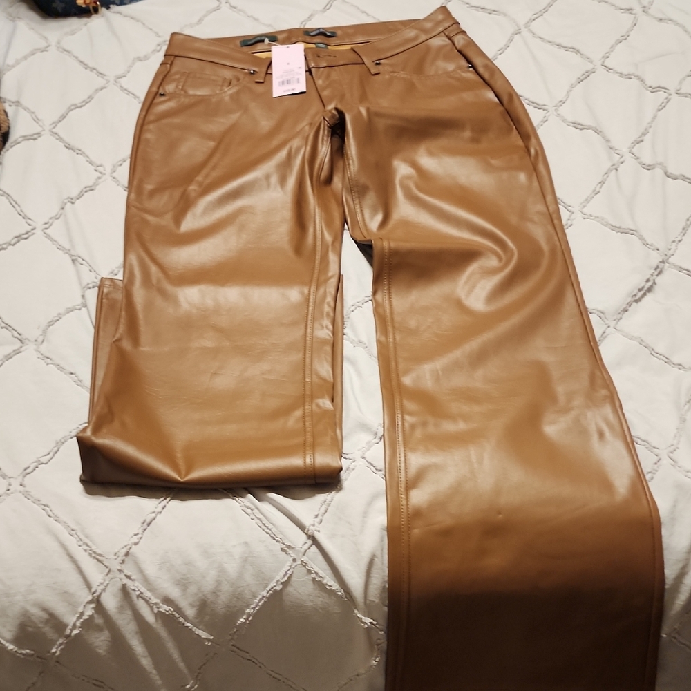 Wild Fable Brown Leather Flare Jeans
